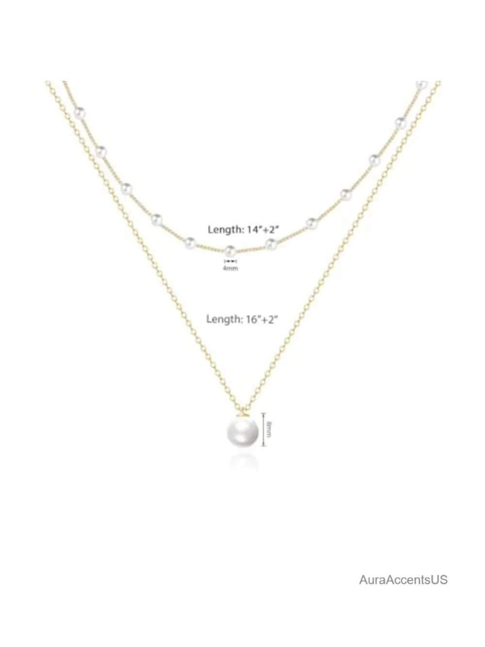 14K Gold Plated Pearl Necklace Set Trendy Dainty Pendant Choker Handmade